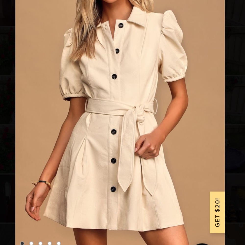 Lulus Leila Vegan Leather Puff Sleeve Mini Dress